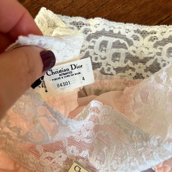 Dior Vintage High Waisted Pink & White Monogram Top Panties NWT Size 4 - Picture 3 of 10